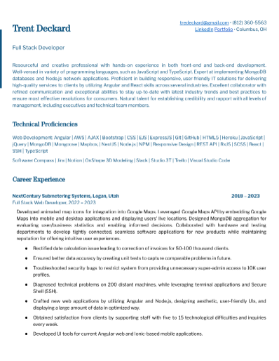 My Web Developer Resume